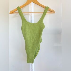 NWOT Bond-eye Australia Madison Textured One Piece Swimsuit Matcha Green OneSize